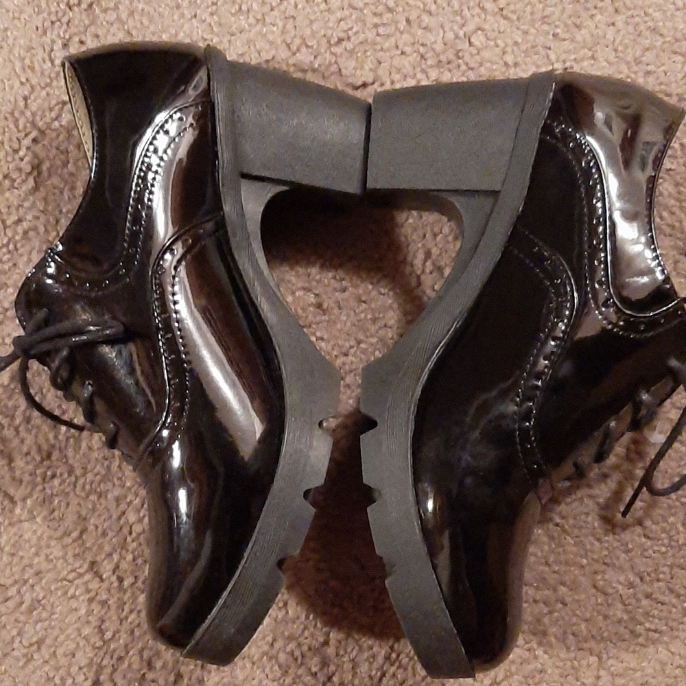 Faux leather heels